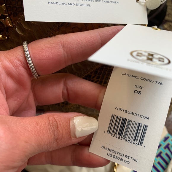 Authentic TORY BURCH SNAKE SKIN Leather top zip Crosby - Picture 12 of 15